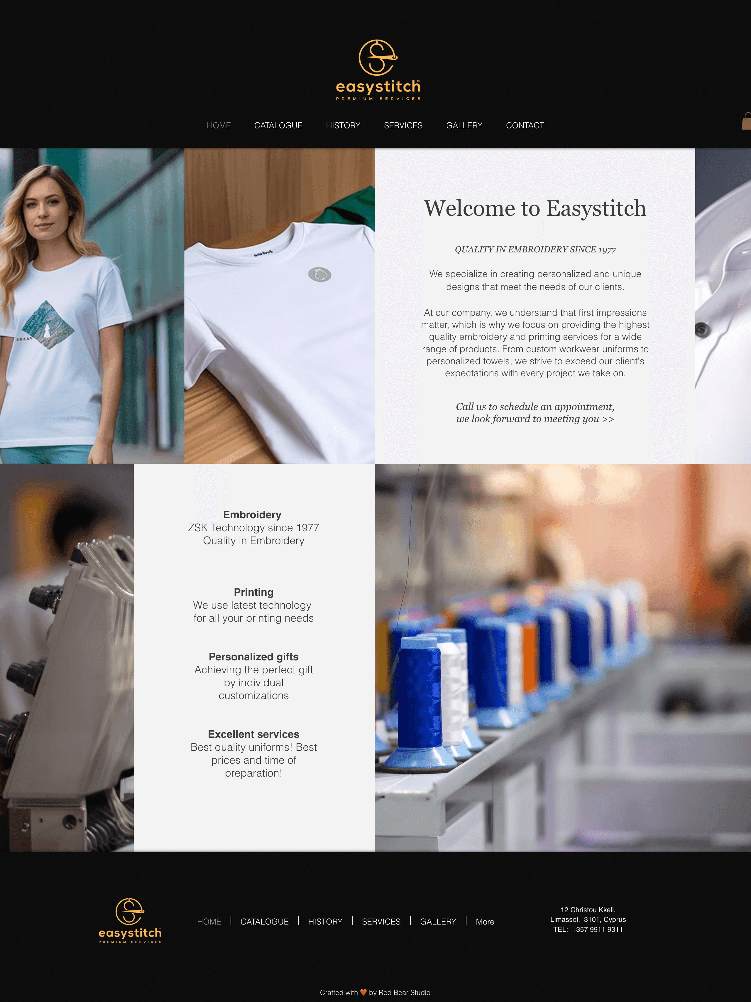 EasyStitch - Broderie & imprimare la comandă, Cipru - site complet, desktop