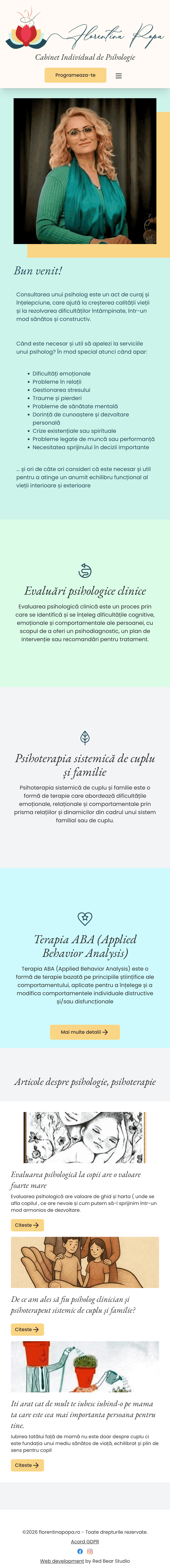 Florentina Popa - Cabinet de psihologie - site complet, mobil